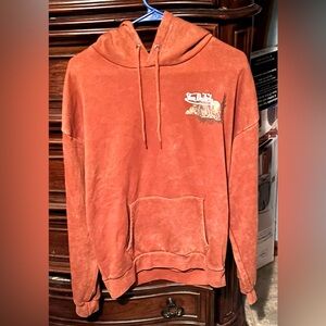 Mens Size Small Von Dutch Washed Orange Pullover Hoodie with White Logo